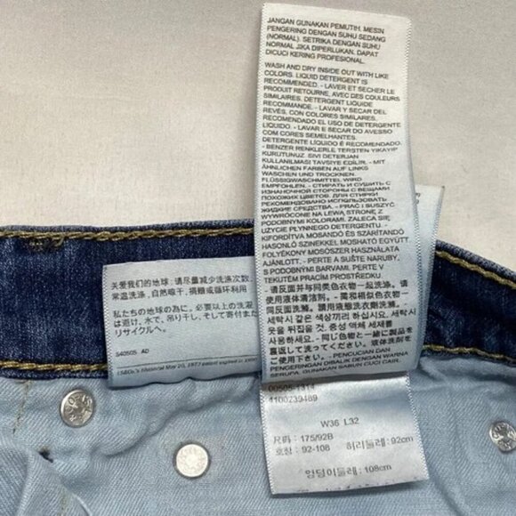 Levi's 505 Men's Blue Jeans 36x32 LEVI Strauss Regular Fit Straight Leg Denim - Picture 7 of 14